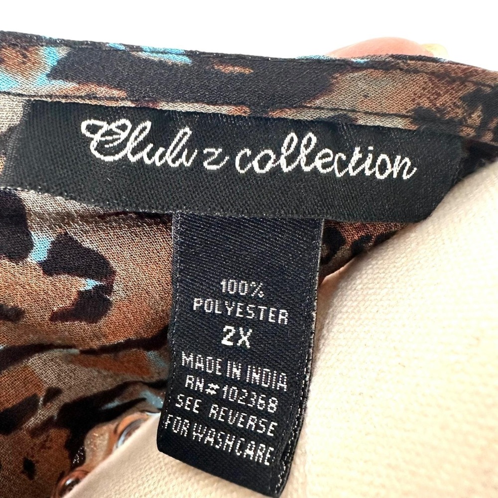 VTG Y2K Club Z Collect. Sheer Floral Ruffle Tie Front Blouse Swim Cover Plus 2X - Picture 7 of 8